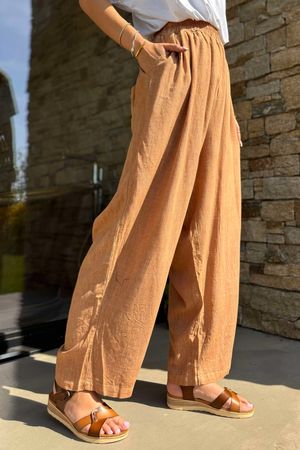 Made in Italy Yaz Linen Blend Cocoon Pant Washed Rust /50